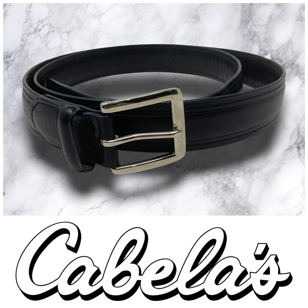 Cabela’s Full Grain Black Leather Cowhide Belt Men's Sz 46